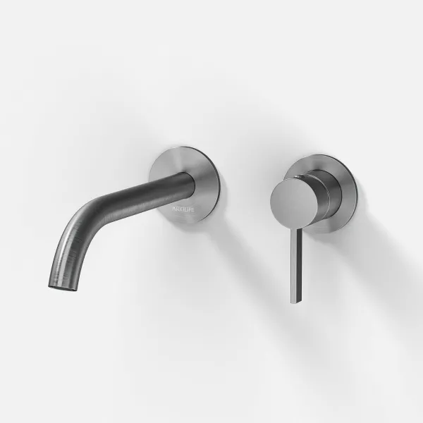 ArkiLife AVAO AA502 - Tvättställsblandare med 22 cm pip, borstat rostfritt stål