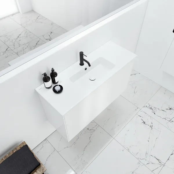 ArkiLife® Cobus ACC1036 CPH Square - Kompakt badrumsmöbel 101x36 cm m/porslinshandfat