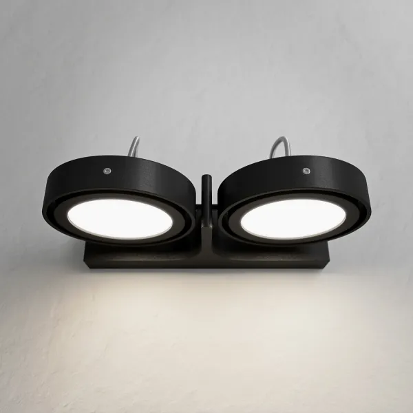 Big A02 - - Dubbel. LED-vägglampa med lutning, Mattsvart
