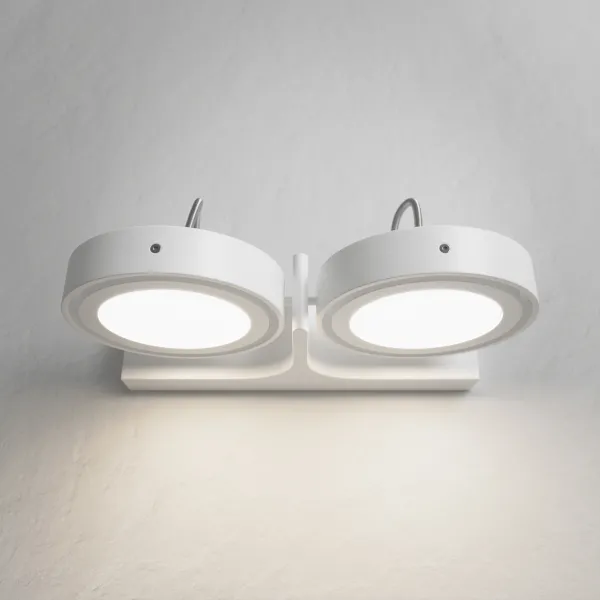 Big A02 - Dubbel. LED-vägglampa med lutning, matt vit.