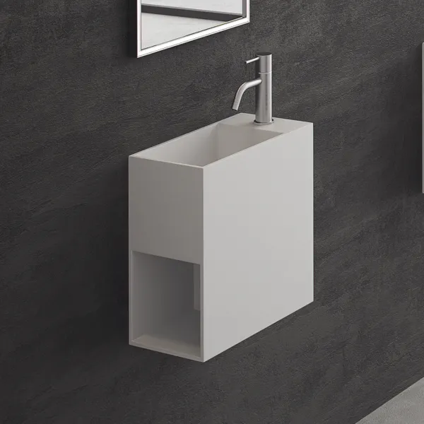 Block 40L - 40x20 cm, Handfat till vänster Matt Vit SolidTec®