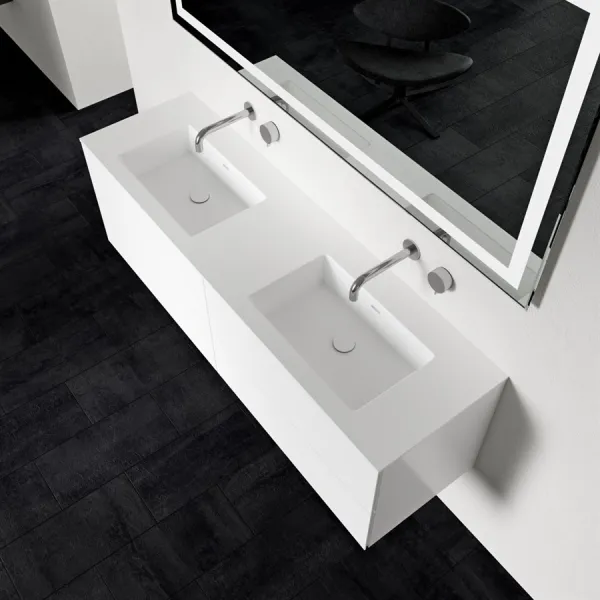 Block Soho 160D - Tvättställskåp 160x46, Matt vit