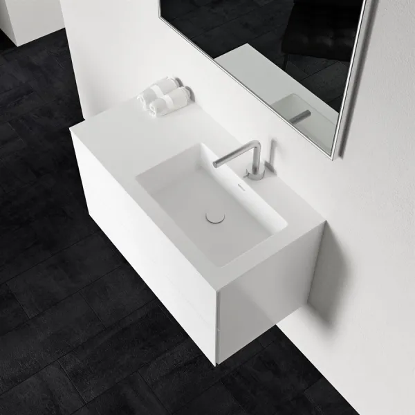 Block Soho 90R - Tvättstuga 90x46 cm, Matt vit