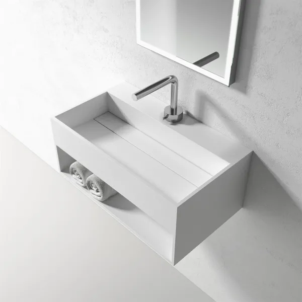 Boxo 60 - 60x35 Tvättställ med förvaring, Matt Vit SolidTec®
