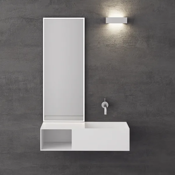 Boxo 80R - 80x35 handfat till höger, Matt Vit SolidTec®