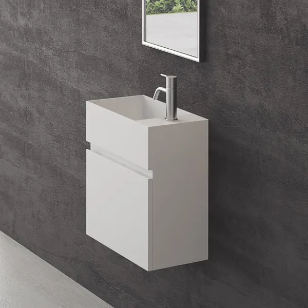 Compact 03L - Tvättställsskåp 45x25, Matt Vit SolidTec®