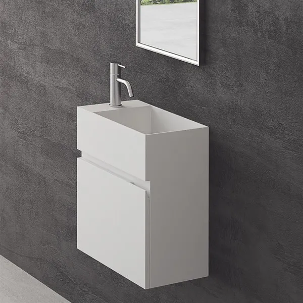 Compact 03R - Tvättställsskåp 45x25, Matt Vit SolidTec®