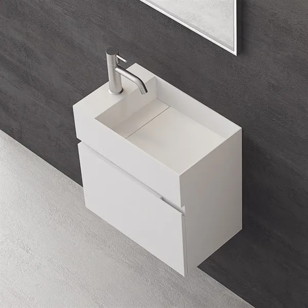 Compact 04R - Tvättställsmöbel 50x30, Matt Vit SolidTec®