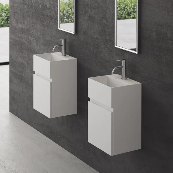 Compact 05 - Tvättställsskåp 32x28, Matt Vit SolidTec®