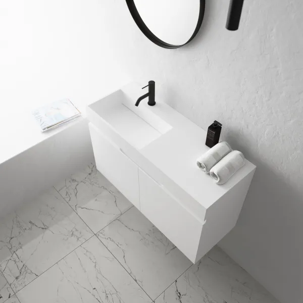 Compact Inside 090L - Tvättställsskåp 90x35, Matt Vit SolidTec®