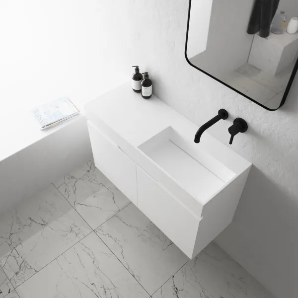 Compact Inside 090R - Tvättställsskåp 90x35, Matt Vit SolidTec®