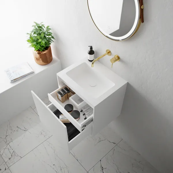 Compact Waterproof 50x40 - Tvättskåp, Matt Vit SolidTec®