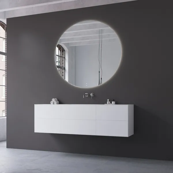 Copenhagen Chic 160 - MKII, Skåp, 6 lådor, diskho och stomme i Glacier White Corian® och fronter i mattvitt