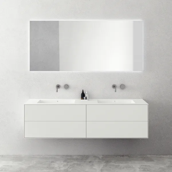 Copenhagen Chic 180D - Badrumsmöbler, Corian®, Mattvit