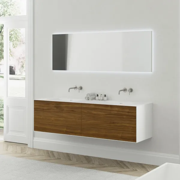 Copenhagen Chic 180D - MKII, Glacier White Corian® med amerikansk valnöt