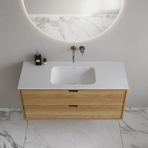 CPH Tapwork Soft 120 - MKII, fingergängade skåp i naturek inklusive Mathvid SolidTec® diskho