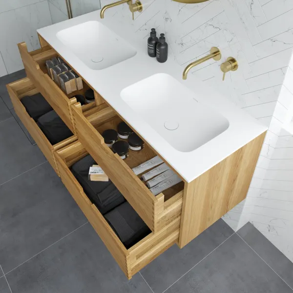 CPH Tapwork Soft 140D - MKII, fingergängade skåp i naturek inklusive Mathvid SolidTec® diskho