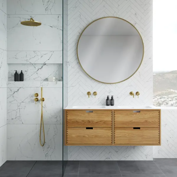 CPH Tapwork Soft 140D - MKII, fingergängade skåp i naturek inklusive Mathvid SolidTec® diskho