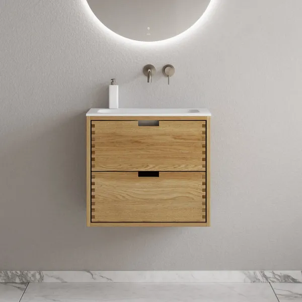 CPH Tapwork Soft 60 - MKII, fingergängade skåp i naturek inklusive Mathvid SolidTec® diskho