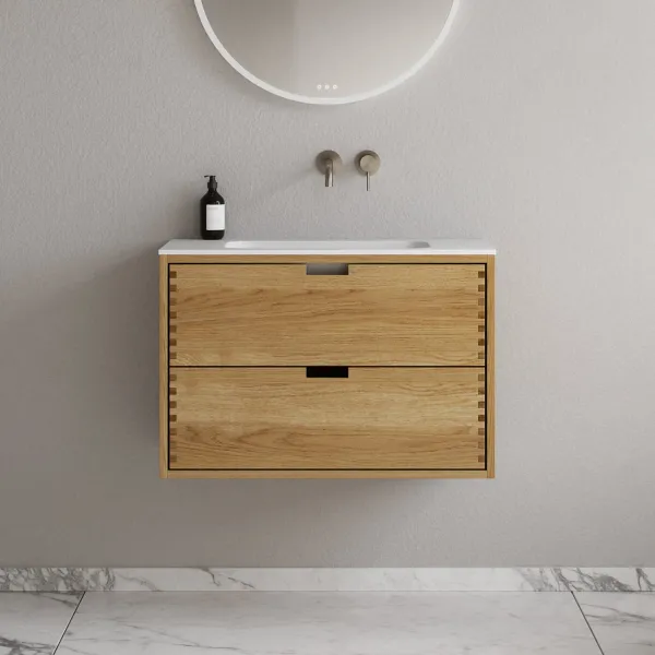 CPH Tapwork Soft 80 - MKII, fingergängade skåp i naturek inklusive Mathvid SolidTec® diskho