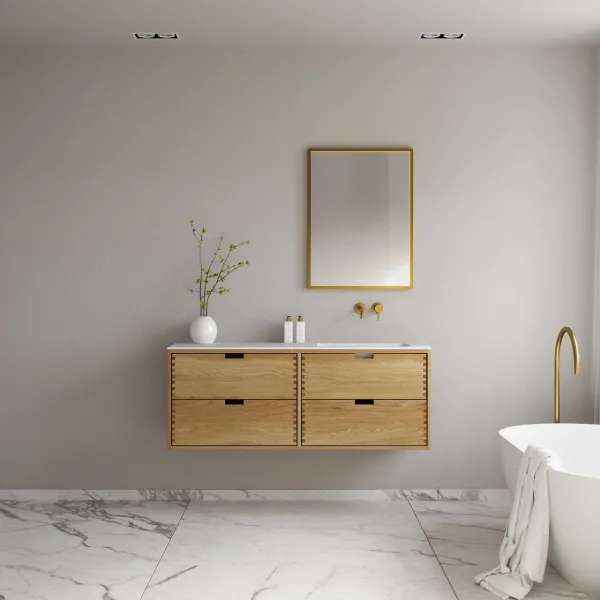 CPH Tapwork Soho 140R - MKII, Skåp i naturek inklusive mattvit SolidTec diskho