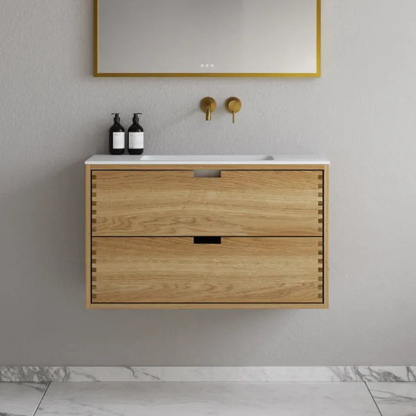 CPH Tapwork Soho 90 - MKII, fingergängade skåp i naturek inklusive Mathvid SolidTec® diskho