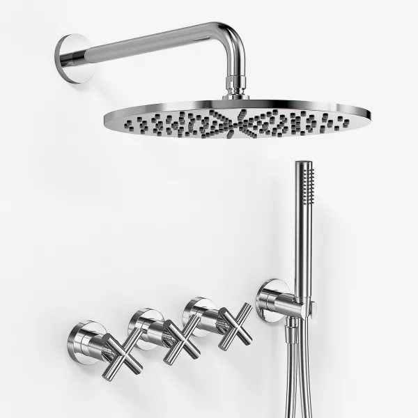 Fly Classic FBR704 S06 - Duschset Ø30 cm, Vägg, Krom