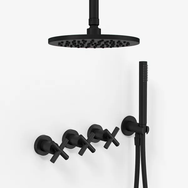 Fly Classic FBR704 S07 - Duschset Ø20 cm, Tak, Mattsvart