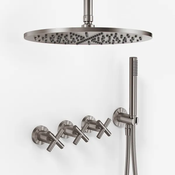 Fly Classic FBR704 S08 - Duschset Ø30 cm, Tak, PVD Borstad Stål