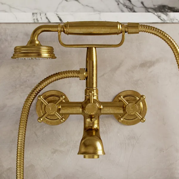 Hassel&Teudt HBK701 - Badkars- och duschblandare, polerad mässing naturfärgad