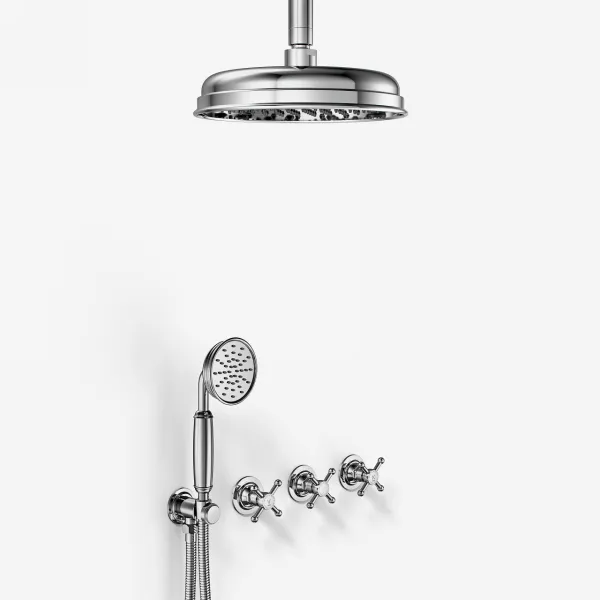 Hassel&Teudt HBR704 S02 - Duschset m/Ø21 cm. Rain DeLuxe m/EasyClean, Tak, Krom