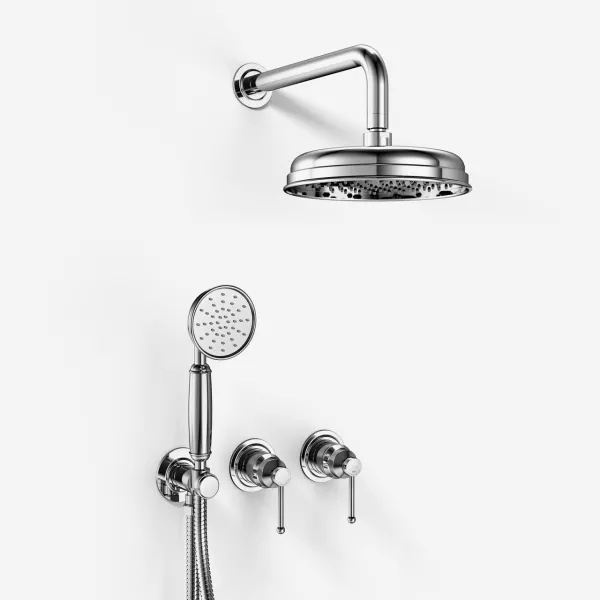 Hassel&Teudt HBR801 S01 - Duschset Ø21cm, Väggmonterad, Krom