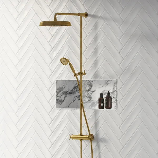 Hassel&Teudt HRL10 II S02 - SmartTerm duschstångsset med Ø31 cm. Rain DeLuxe med EasyClean, polerad mässing naturfärgad