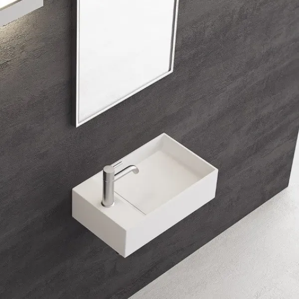 Kubo 45R - 45x25, Tvättställ till höger, Mathvid SolidTec®