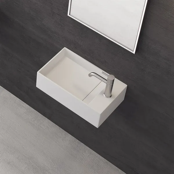 Kubo 50SL - 50x30, Diskbänk vänster Matt Vit SolidTec®