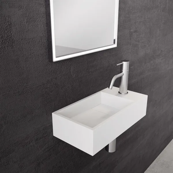 Kubo Mini 40L - 40x20 Tvättstäl vänster, Matt Vit SolidTec®