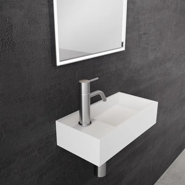 Kubo Mini 40R - 40x20, Diskbänk höger, Matt Vit SolidTec®