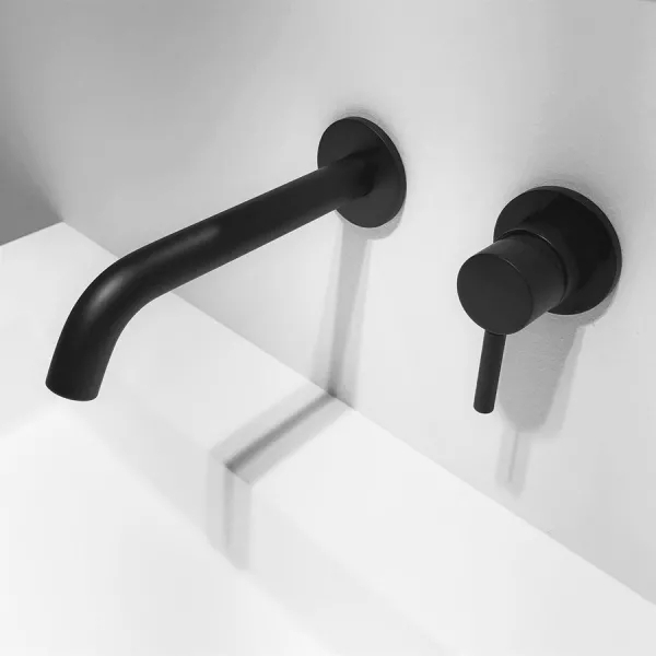 Nostromo E811 håndvaskbatteri til indbygning m 20 cm fast tud - Matt svart