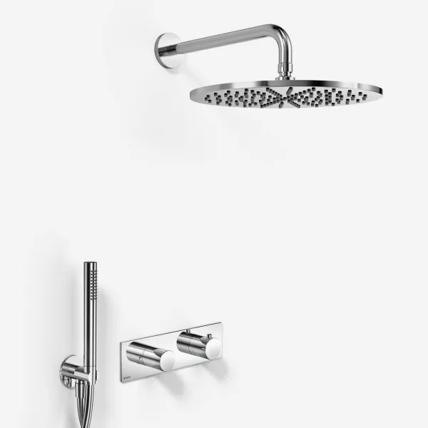Nostromo G572B S14 - Termostatduschset DeLuxe Ø30 cm. EasyClean, Wall, Chrome
