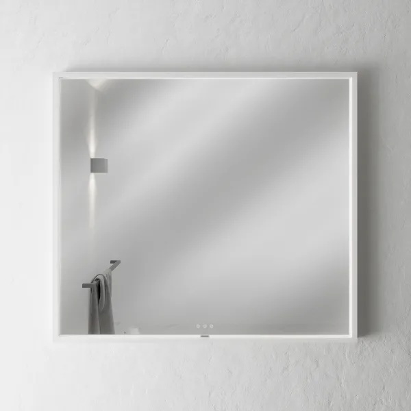 Pulcher Mood 2 PM2-9080 - Spegel med ljus och ljusstyrning, Mattvit ram