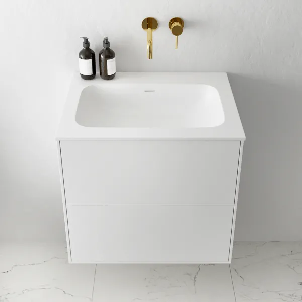 Pulcher Mood 60 Soft - Badrumsmöbel 60x46 cm, matt vit med SolidTec® handfat