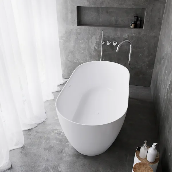 Pulcher Nomo 150 - Slim-Design Badkar 150x75, massiv matt vit SolidTec®