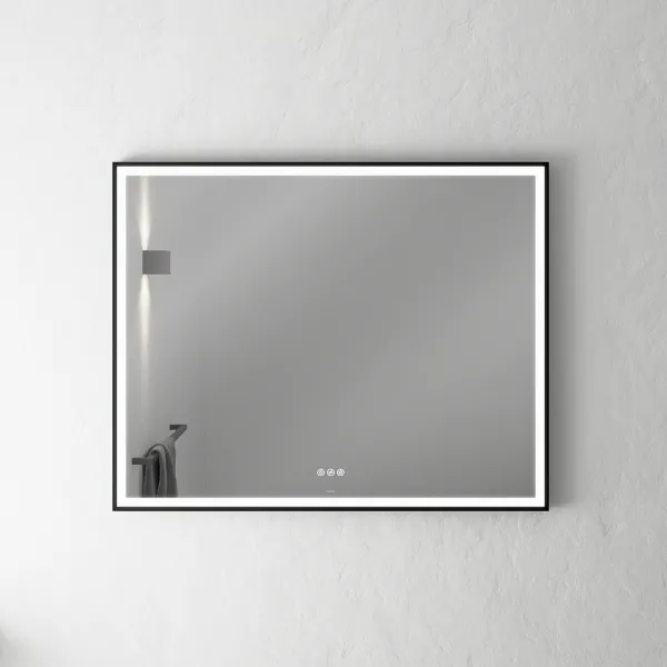 Pulcher Soho Mirror PSM-1080 - 100x80 cm, spegel med ljus och ljusstyrning, mattsvart ram