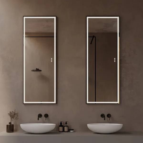 Pulcher® Soho Mirror PSM-1453 - 140x53,5 cm, spegel med ljus och ljusstyrning, mattsvart ram