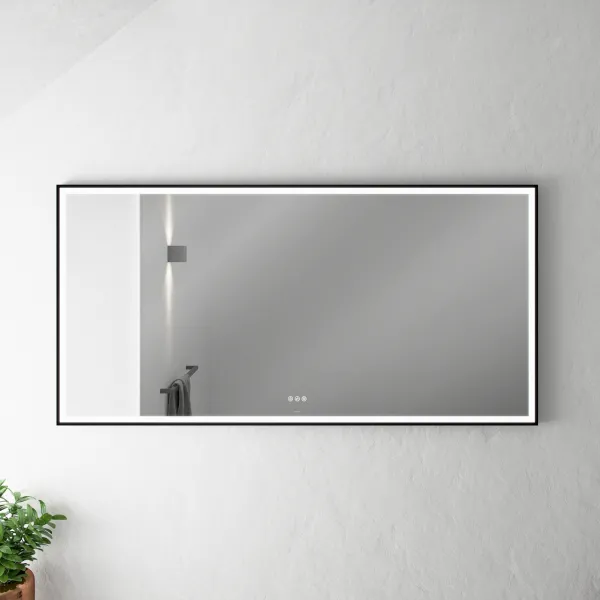 Pulcher Soho Mirror PSM-1680 - 160x80 cm, spegel med ljus och ljusstyrning, mattsvart ram