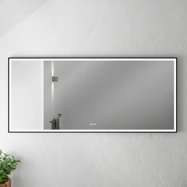 Pulcher Soho Mirror PSM-1880 - 180x80 cm, spegel med ljus och ljusstyrning, mattsvart ram