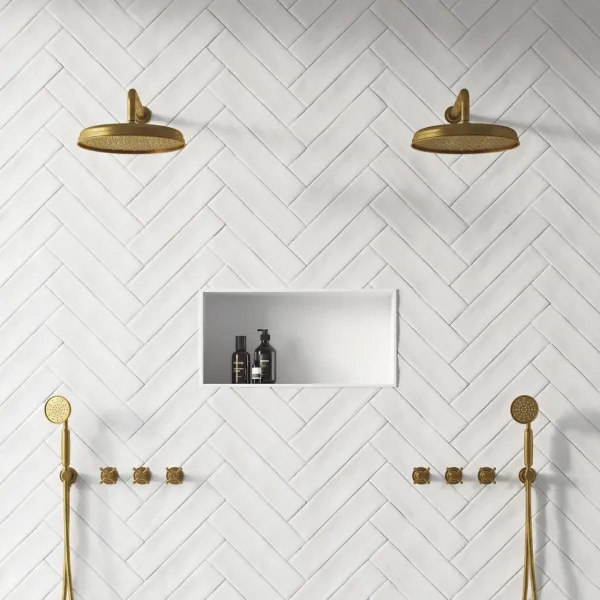 Hassel&Teudt HBR704 S03 - Duschset m/Ø31 cm. Rain DeLuxe m/EasyClean, Vägg, Polerad Mässing Natur