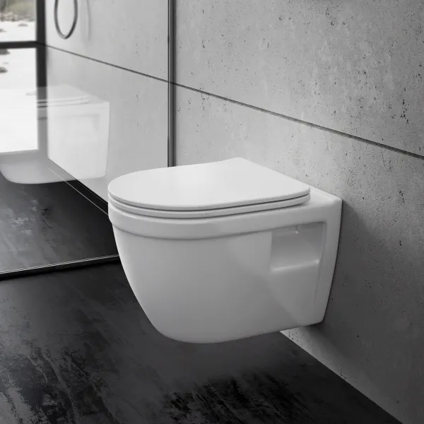 Stool AS1-18 - Toalett 52 cm, Vit, Kantlös + EasyClean Coat