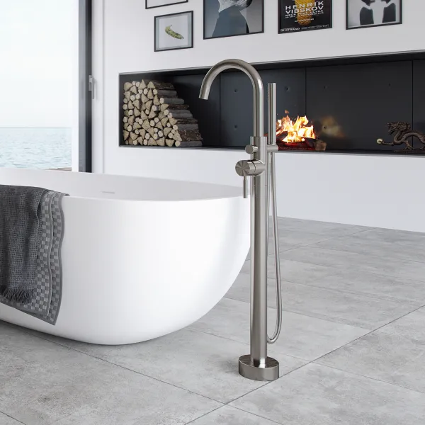 Semplice SBS600 - Fristående badkarsblandare, PVD borstad stål