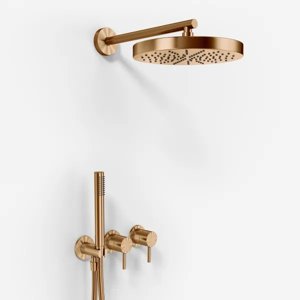 Semplice SBR801 S01 - Duschset, Ø24 cm, Vägg, PVD Borstad Koppar